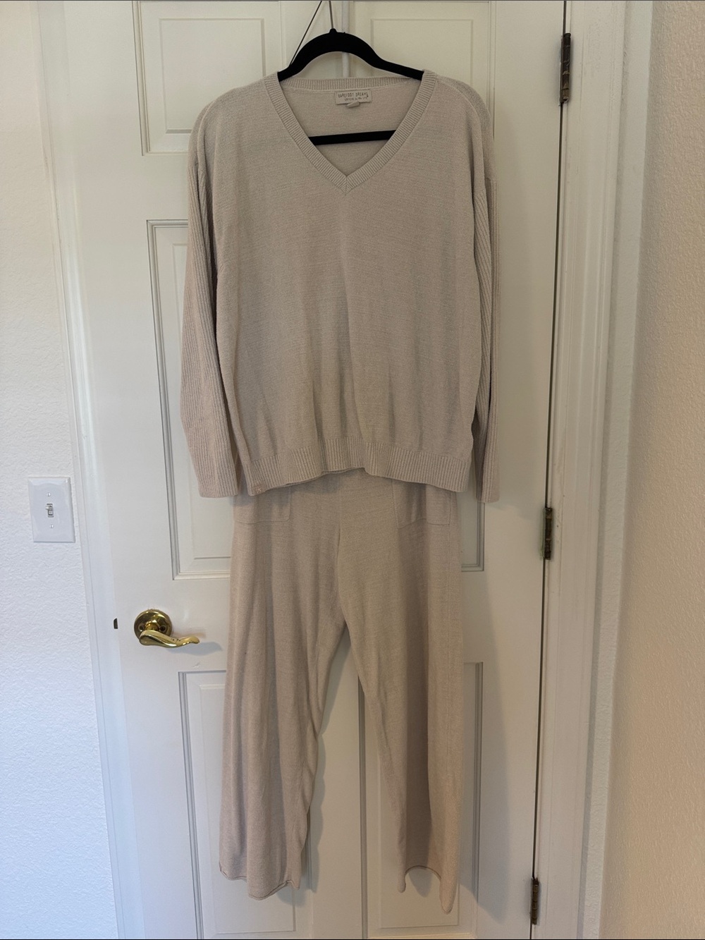 Barefoot Dreams Light Cream Knit Wide-Leg Set